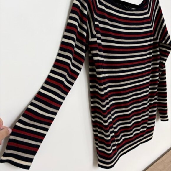 Theory Striped Boat Neck Sweater (Large) - Picture 4 of 4